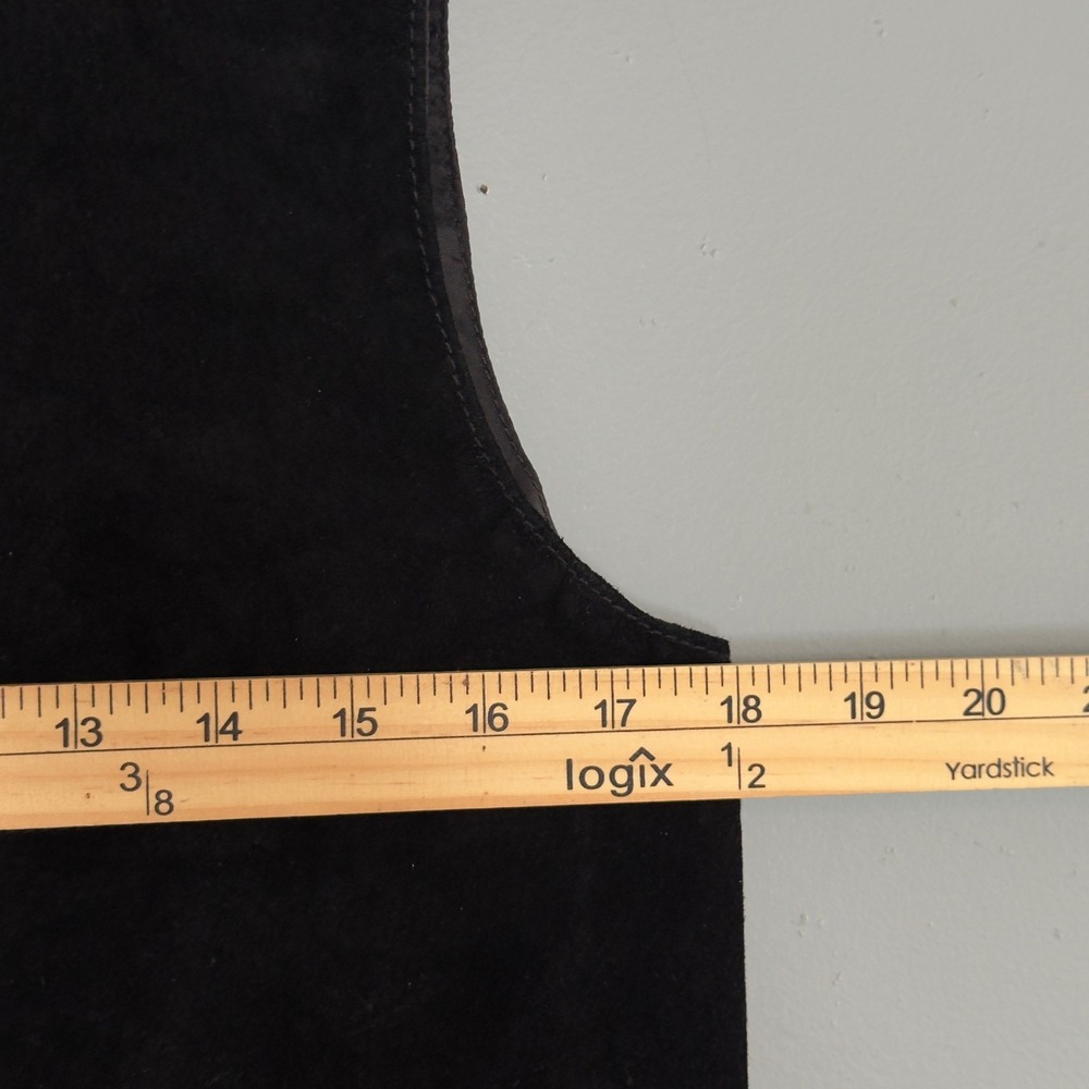 Vintage Suede Leather Vest Black‎ Western Small Y2K 90s Americana Minimalist - Picture 4 of 6